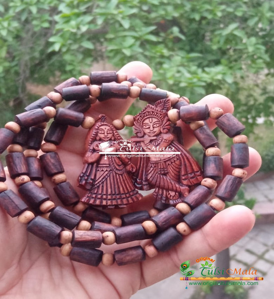 Collana in tulsi pendente Radha/mala, Small, Legno