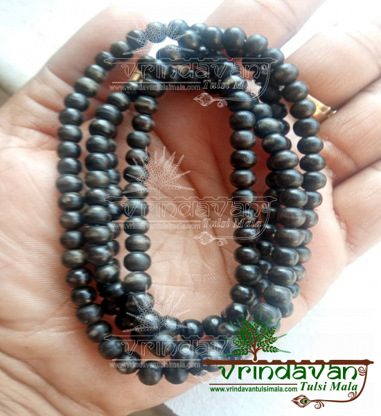 Three Round Tulsi Beads Natural Black Tulsi Kanthi Mala2