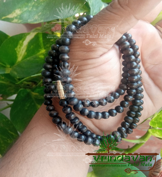 Three Round Tulsi Beads Natural Black Tulsi Kanthi Mala3